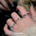 Silver Pink Heart and Bow Open Ring Three-Piece Set view 3