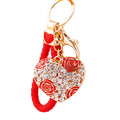 Crystal Rose Heart Keychains in Red Purple Pink and White view 5