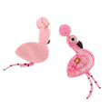 Beaded Sequin Flamingo Earrings With Rhinestone Accent Two Colors view 5