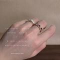 Gold Tone Irregular Mosaic Open Rings In White And Multicolor Styles view 2