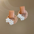 Woven Rattan Statement Earrings in Four Geometric Styles view 8