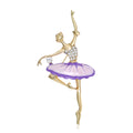 Ballet Dancer Brooch in Red or Purple Enamel Tutu Colors view 5