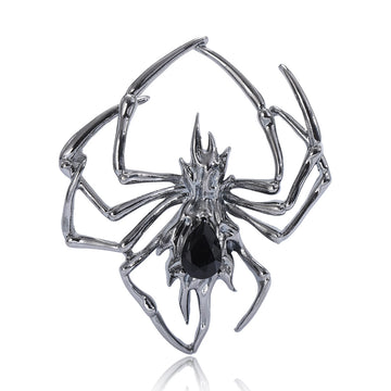 Openwork Spider Brooch with Faceted Crystal Abdomen