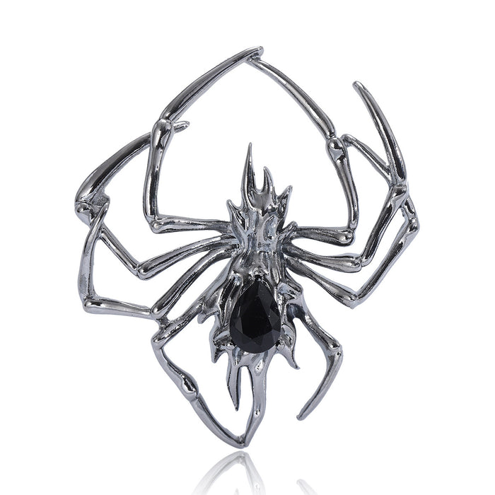 Openwork Spider Brooch with Faceted Crystal Abdomen