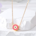 Gold Tone Small Round Enamel Evil Eye Pendant Necklaces view 7