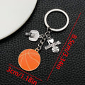 Orange Basketball Enamel Keychain with Hoop and Letter Charms view 6
