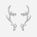 Silver Tone Antler Ear Climber Studs Clear Crystal Accents view 1