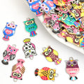 Colorful Patterned Owl Enamel Metal Charms, 16 Designs view 1
