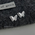 Silver-Tone Openwork Mini Butterfly Stud Earrings Filigree view 3