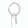 Paperclip Rhinestone Chain Pearl Bar Tag Necklace Bracelet view 5