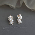 Gold-Tone Pearl Crystal Cluster Earrings Stud and Clip-On view 1