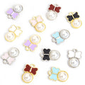Pearl Bow Charms in Gold and Silver Tones, Six Enamel Colors view 5