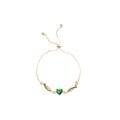 Heart Crystal Slider Bracelet Leaf Accents 5 Styles view 5