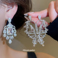 Silver Tone Crystal Birdcage Dangle Earrings in Two Designs view 1