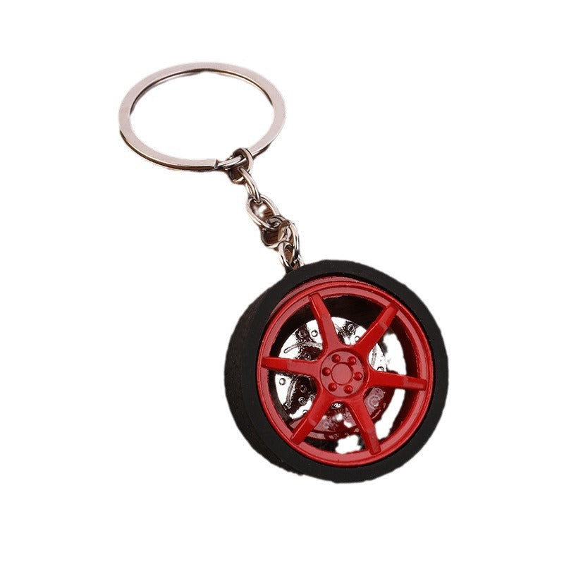 Car Brake Disc Wheel Rim Metal Keychain Tire Style Accessory