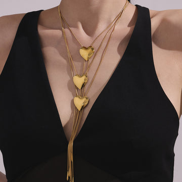 Heart Slider Lariat Necklace in Gold and Silver Tone