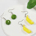 Realistic Banana and Watermelon Drop Earrings with Random Fruit Option view 2
