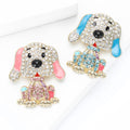 Crystal Sitting Dog Brooch in Pink or Blue With Black Nose view 3