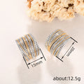 Layered Pavé Half Hoop Earrings In Silver And Two Tone Finishes view 4