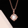 Silver and Rose Gold Tone Pearl-Like Windmill Pendant Necklaces view 7