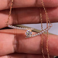 Rose Gold Curved Bar Necklace Round Center CZ Pave view 1