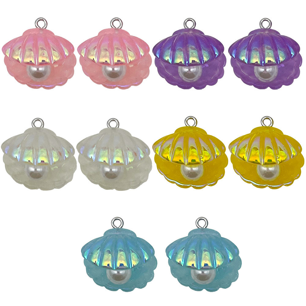 Color Plated Resin Pearl Shell Charm Pendant for DIY Bracelet Necklace Earrings Jewelry