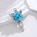 Aqua Silver Tone Flower Crystal Metal Brooch Pin 2.8 x 5 cm view 5