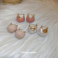 Glossy Rounded Hoop Earrings in Neutral Colors Statement Jewelry view 3