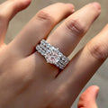 Round Solitaire And Marquise Three-Ring Set In Silver Tone view 3
