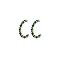 Green and Silver Round Beaded Half Hoop Stud Earrings view 5