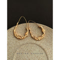 Gold Textured Wrinkle Irregular Teardrop Open Hoops view 4