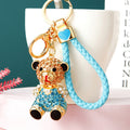 Jeweled Sitting Bear Keychains in Three Colors with Plain BV and Fortune Loops view 3
