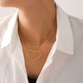 Open Heart Outline Necklace Beaded Station Chain Layer Styles view 3