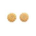 Layered Sunflower Crystal Stud Earrings in Gold Tone view 5