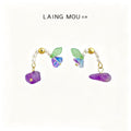 Pearl Arc Lily-of-the-Valley Drop Earrings Purple Glass Charm view 1