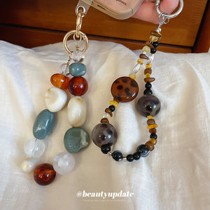 Irregular Acrylic Bead Wristlet Keychain in Pastel and Dark Mixes