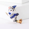 Enamel Witch Cat Riding Broomstick Brooch Two Colors view 7
