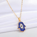Gold Tone Enamel Hamsa Evil Eye Pendant Necklaces in Six Colors view 8