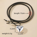Black Cord Puffy Heart Pendant Necklaces in Three Finishes view 4