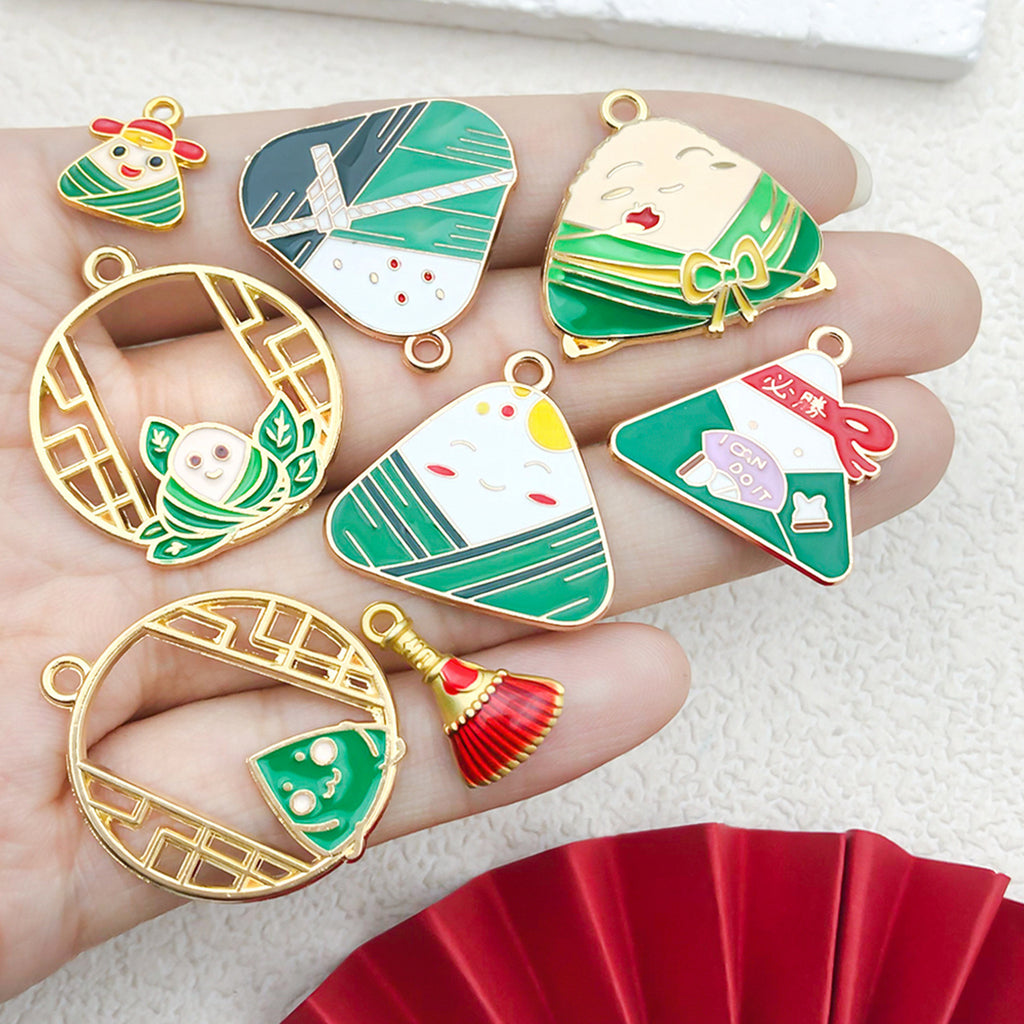 Zinc Alloy Cartoon Zongzi Festival Charm Pendant for DIY Hair Tie Bracelet Jewelry