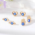 Gold Tone Hamsa Heart and Eye Stud Earrings in Three Designs view 1