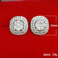 Silver Cushion Double Halo Clear Stud Earrings Alloy view 5