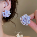 Resin Rose Flower Stud Earring Sets Two Multicolor Cards view 4
