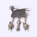 Textured Sweater Brooch With Three Dangling Charms view 6