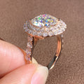Rose Gold Tone Round Layered Halo Ring With Polished Clear Stone Detail view 3