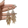 Champagne Crystal Feather Statement Drop Earrings Statement Jewelry view 5