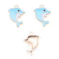 Blue Enamel Dolphin Charm with Curved Silhouette and Gold Tone Edge view 4