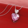 Silver Dual Heart Pendant Necklace Pink Yellow Clear Alloy view 1