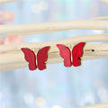 Gold Tone Colored Butterfly Stud Earrings in Eight Colors view 6
