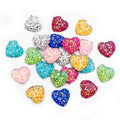 Glitter Heart Flat Back Cabochons in Assorted Bright Colors view 1